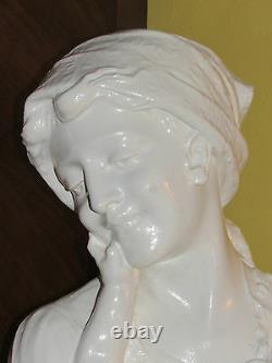 03c18 Statue 62cm Pltre Buste Woman Art Designed Citti Freres