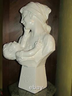 03c18 Statue 62cm Pltre Buste Woman Art Designed Citti Freres