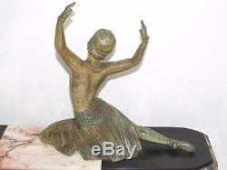 11d7 Old Statue Female Dancer Art Deco Regulates Patina Bronze Sign H. Molins