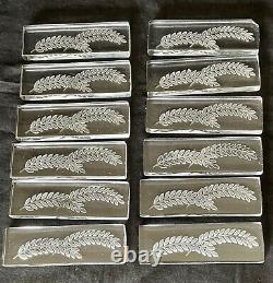 12 Crystal Lalique Hortense Art Deco Knife Holders Signed