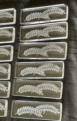 12 Crystal Lalique Hortense Art Deco Knife Holders Signed