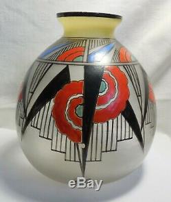 1930 Glass Vase Enamel Art Deco Designs Geometrical Sign Joma