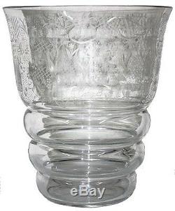 1930 Vase In Baccarat Crystal Engraved Art Deco Signed