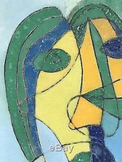 1960 Georges Wesche Painting Art-deco Modernist Cubist Abstraction Form-free