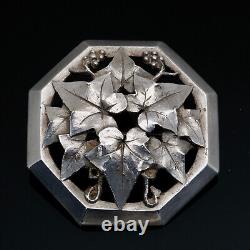 20th Century Art Deco Ivy Leaf Silver Brooch signed René SITOLEUX