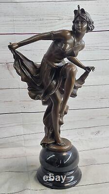 21 Classic Dancer Signed Bronze Figurine Statue Art Deco New Marble