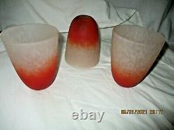 3 Glass Pate Tulips Signee Schneider Art Deco-charder-the Glass Francais