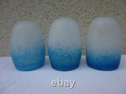 3 Lustre Tulips Applied Glass Pate Art Deco New Rethondes Signes