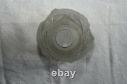 3 Tulips Satin Glass Paste Art Deco Molded Pressed Signed Degué With Decoration Flowers