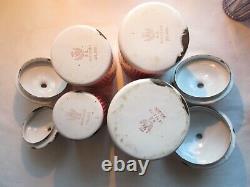 4 Spices Jars, Art Deco, Enamelled Sheet As Coffee Maker, Signed Bb