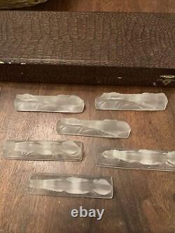 6 Door Art Deco Knives Signed Colotte In Their Original Case Moulded Glass