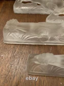 6 Door Art Deco Knives Signed Colotte In Their Original Case Moulded Glass