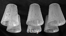 6 Magnificent Tulips Chandelier Art Deco Muller Freres Signed. Moulded Glass