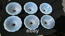 6 Tulips Or Cups Of Lustre Art Deco Opalescent Glass Signed Ezan