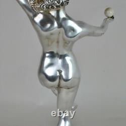A Bloody, Silvered Bronze Dancer, Signed, Art Deco, 20th Century