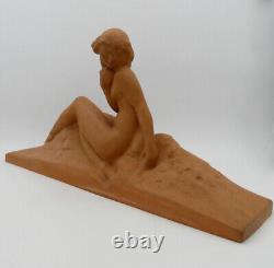 A. Fontana, Terracotta Sculpture, Young Girl, Art Deco Statue Xxè