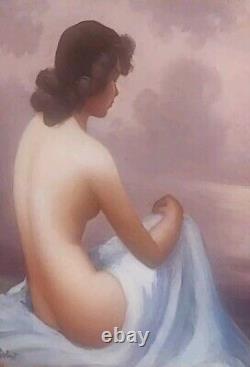 A. ROBERT. (1894-). NUDE BY THE WATER. Oil painting on canvas