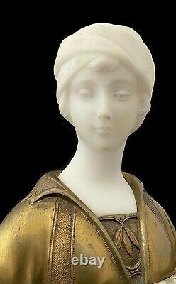 A. Trefoloni Bust In Carrara Marble And Bronze Golden Boy Art Deco