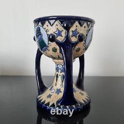 AMPHORA Vase Signed 1920 ART DECO Reissner Stellmacher Kessel 3 Figures Enamel