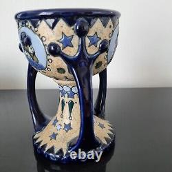 AMPHORA Vase Signed 1920 ART DECO Reissner Stellmacher Kessel 3 Figures Enamel