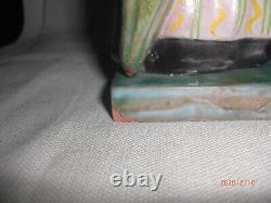 ART DECO CERAMIC BOOKENDS IN ENAMELED TERRACOTTA AUSTRIA Numbered and Signed