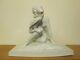 Art Deco Ceramic Sculpture Group Villenauxe Faience Signed Rezl Nude Woman