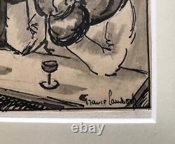 ART DÉCO/France LAMBERT 1903-At the restaurant, circa 1925. Ink and wash. Signed in lower right corner. 16x26. Framed.
