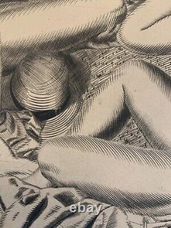 ART DECO Large etching signed Naked Women circa 1925 Large 50 x 60 cm