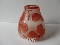 ART DECO PATE DE VERRE VASE signed MODA for DAUM FROSTED MULTI LAYER CRYSTAL ARTISTRY