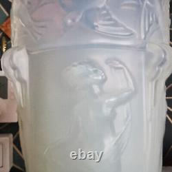 ART DECO VASE signed SABINO 1930 OPALESCENT THE DANCE in the spirit of LALIQUE or ETLING