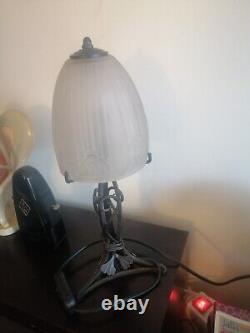 ART DECO wrought iron tulip signed sonover muller degué 1930 shell living room lamp