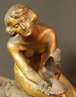 Aa Signed Pierre Morlon 1920 Superb Statuette Statue Bronze Art Deco 17kg Tbe