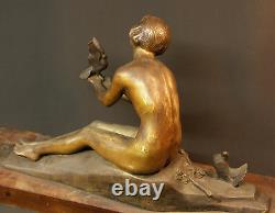 Aa Signed Pierre Morlon 1920 Superb Statuette Statue Bronze Art Deco 17kg Tbe