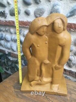 Adam And Eve, Patinated Terracotta, Joseph Csaky Signed Numberé Art Deco