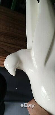 Adnet Pigeon White Earthenware Flight Ceramic Art Deco Ceramics Signed