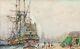 Albert Sebille Drawing Gouache Painting Port Dunkirk Marine Sailing Boat Arsenal