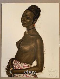 Alexander Iacovleff Africanist Engraving Portrait Of Naked Girl Art Deco
