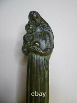 Alexandre Kelety 1874 1940 Virgin To The Child Jesus Bronze Green Patina Art Deco