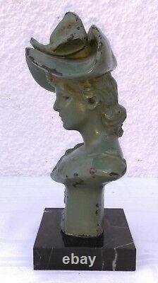 Ancien Bust Young Fill In The Regule Test Chapeau Signed R. Allard In Early 20th Century