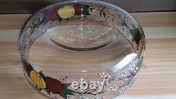 Ancienne Coupe A Fruit Jardinier In Cristal Emailed Art Deco Signed Triebel