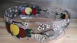 Ancienne Coupe A Fruit Jardinier In Cristal Emailed Art Deco Signed Triebel