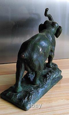 Ancienne Sculpture In Bronze Elephant To The Air Trompe Signed Ph. Lacomme