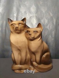 Ancient Art Deco Ceramic Sculpture Signed D. PATRY Statuette Statue Cat