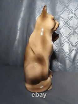 Ancient Art Deco Ceramic Sculpture Signed D. PATRY Statuette Statue Cat