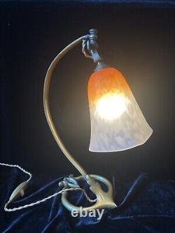 Ancient Lamp Art Deco Tulip Glass Pate Signee Schneider Circa 1925