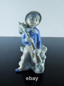 Ancient Porcelain Boy Statue Barbotine Rex Valencia Spain Signed Art Deco