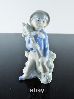 Ancient Porcelain Boy Statue Barbotine Rex Valencia Spain Signed Art Deco