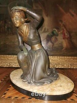 Ancient Statue Regulates Art Deco Signed On Marble From. Uriano