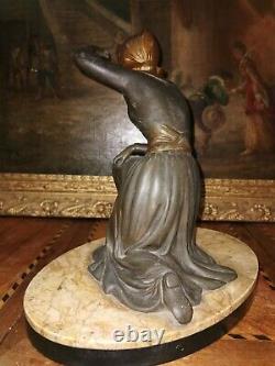 Ancient Statue Regulates Art Deco Signed On Marble From. Uriano