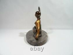 Ancient Statue Woman A The Eventail Signee Balleste Regule And Marble Art Deco